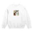 iyashi₋creatersのじっと見つめる猫 Crew Neck Sweatshirt