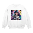 ZZRR12の時間の守護者、猫耳の魔女の神秘的なダンス Crew Neck Sweatshirt