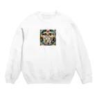 スプラッシュルークのかわいい犬のイラストグッズ Crew Neck Sweatshirt