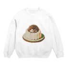 姫とすずり。のケーキ乗りハリネズミ Crew Neck Sweatshirt