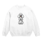 COCO SHOPのホワイトカラーのプードル（ちんちんポーズ） Crew Neck Sweatshirt