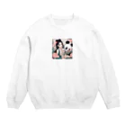 アニマルズの美女とパンダ Crew Neck Sweatshirt