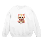 日向ぼっこの縁起猫 Crew Neck Sweatshirt