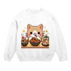 zuuu-の☆食いしん坊にゃんこ☆ Crew Neck Sweatshirt