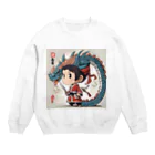 the blue seasonの幼き侍と龍の守護者 Crew Neck Sweatshirt