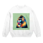 ippofumiのカラフルなマンドリルのドット絵 Crew Neck Sweatshirt