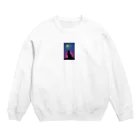 幸運のしっぽの黒猫と不思議な夜 Crew Neck Sweatshirt