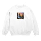 vectoの夕日と滝 Crew Neck Sweatshirt