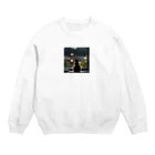 SaltyCookie Design Worksの窓の前で雨を眺めているネコ[カラー] Crew Neck Sweatshirt