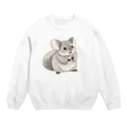 げっ歯類☆LOVER'sのわくわくして餌を待つチンチラ Crew Neck Sweatshirt