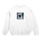 星パンダショップの雨の日もはっぴーらびっと Crew Neck Sweatshirt