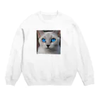 ソラトラの青目の猫 Crew Neck Sweatshirt