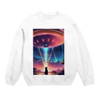 ParadigmStar　パラダイムスターのUFOに遭遇!? 不思議な猫のキャトルミューティレーション！👽🐱✨ Crew Neck Sweatshirt