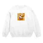 "Canvas Harmony"の笑顔溢れるコーギー、あおくん Crew Neck Sweatshirt