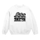 QUQU_WORKSのウミアソビ マリンライフ 海遊び サーフ ブラック Crew Neck Sweatshirt