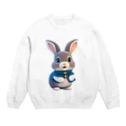 ぱんだまんの３Dウサギ Crew Neck Sweatshirt