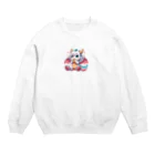 可愛らしいドラゴンのイラストグッズ店のアニメにただようかわいらしいドラゴン Crew Neck Sweatshirt