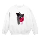 Parallel_merchの黒猫の親子 Crew Neck Sweatshirt