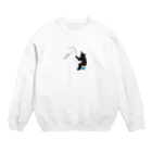 Parallel_merchの釣りをする黒猫 Crew Neck Sweatshirt