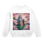 ANTARESの桜にお城 Crew Neck Sweatshirt