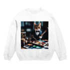 Koroniumの一匹の個性的な猫が絵筆を握っています Crew Neck Sweatshirt