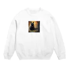 Yuki-yukiss Shopのホラー風くろねこ「ありがとう」 Crew Neck Sweatshirt