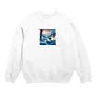 Passionista Lifestyle Emporium : 情熱的なライフスタイルエンポリウムの極光の冬景色とトナカイ Crew Neck Sweatshirt