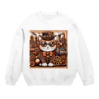 kickchopmanのスチームパンクなゴーグル猫ちゃん Crew Neck Sweatshirt