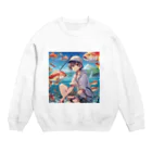 chillfishingの釣りガール爆釣！ Crew Neck Sweatshirt