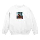 クロスクリエイティブの本を読んでいるトラ Crew Neck Sweatshirt