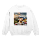 ねこねこねこんのアイスコーヒーハート Crew Neck Sweatshirt