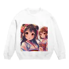 推しの美少女とアイドルの和服が似合う美人姉妹 Crew Neck Sweatshirt