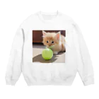 SkyBlueのもふもふな子猫 Crew Neck Sweatshirt