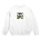 大地の宝物のほうれん草をモチーフにしたアニメキャラクター「スプリナ」 Crew Neck Sweatshirt