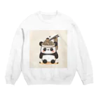 もぐふわアニマルズのふわふわパンダのラーメンワンダーランド Crew Neck Sweatshirt