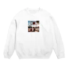 にゃんまる堂のバスケ猫 Crew Neck Sweatshirt