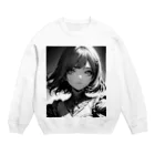 Relaxing Beatsのモノクロ美少女 Crew Neck Sweatshirt