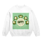 カエルグッズのHAPPYカエル5匹 Crew Neck Sweatshirt