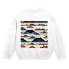 curtisの富士山ピクセルアート Crew Neck Sweatshirt