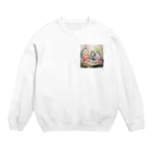 AQUAMETAVERSEの森の中でお茶会をする猫たち Marsa 106 Crew Neck Sweatshirt