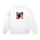 増税やめてーのかわいい猫の威嚇 Crew Neck Sweatshirt