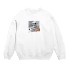 d-design-labのごはん食べてるロボ Crew Neck Sweatshirt