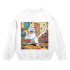 にゃんこーねこのこっち向く猫 Crew Neck Sweatshirt