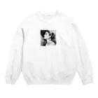 YOKKOnのはかなげな女性（モノクロ） Crew Neck Sweatshirt