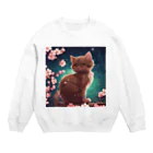 yoiyononakaの春と梅と茶猫04 Crew Neck Sweatshirt