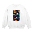 AQUAMETAVERSEの宇宙で遊んでる白猫 アメジスト 2846 Crew Neck Sweatshirt