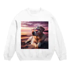 AQUAMETAVERSEのサングラスをかけた、かわいい犬 Marsa 106 Crew Neck Sweatshirt