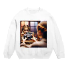 AI間違い探しの鏡に映ったカメラを構えた女の子 Crew Neck Sweatshirt