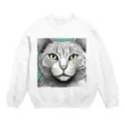 にゃんこーねこのドアップ猫 Crew Neck Sweatshirt