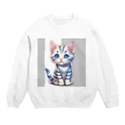 yoiyononakaの虎縞白猫のまなざし08 Crew Neck Sweatshirt